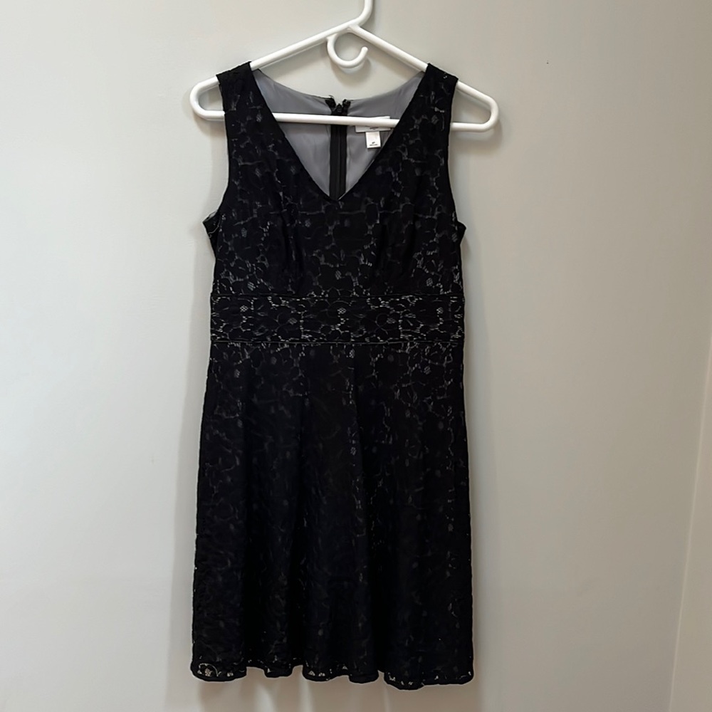 Ann Taylor Loft Black Lace Overlay Dress